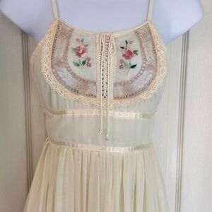 Vintage 70s Gunne Sax by Jessica  prairie maxi dress ivory chiffon boho